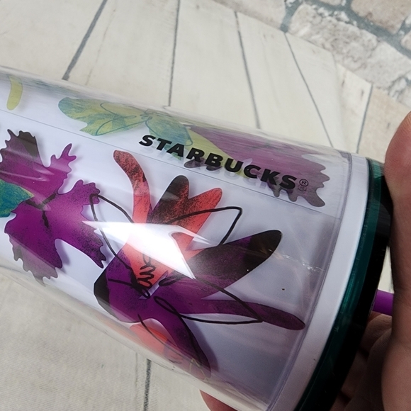 Starbucks 2022 Spring Purple  Green Floral 24 oz Tumbler Cold Cup - Picture 3 of 11